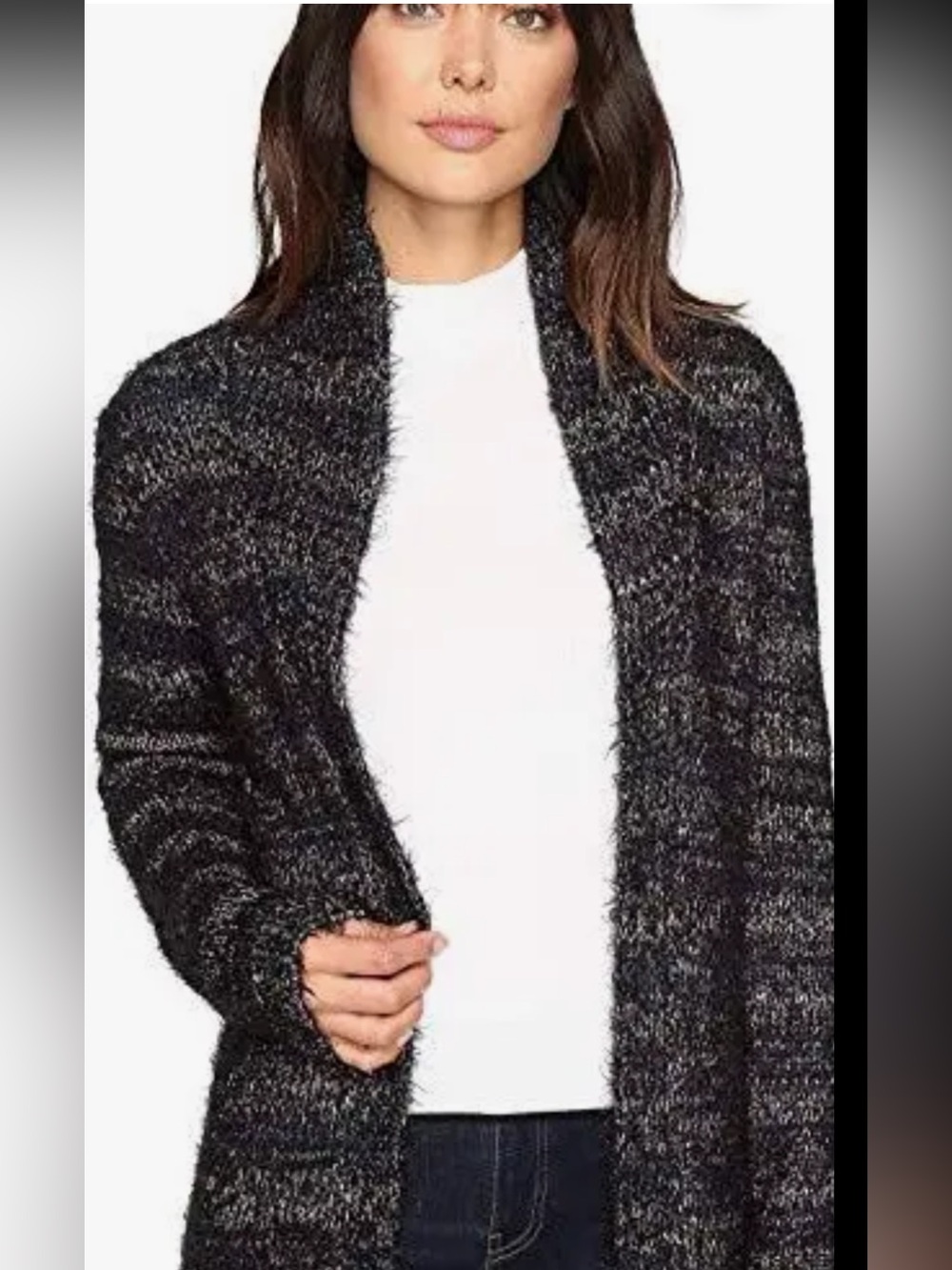 Lucky Brand Fuzzy Knit Open- Front Cardigan Size XS